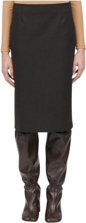 Maison Margiela Wool Felt Midi Skirt - Dames - Kokerrokken - Bruin - M - Wol - Rokken