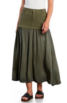 Wash Lab Denim Fun Maxi Skirt in Deep Lichen Green at Nordstrom, Size 25