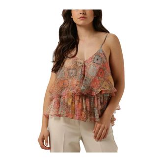 Mes Demoiselles... Feestelijke tops met kralen en ruches - Dames - Tops zonder mouwen - Veelkleurig - M - Tops