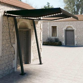 vidaXL Vidaxl - Toldo Manual Retr&aacute;ctil Con Led Gris Antracita 3x2,5 M