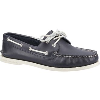Sperry Top-Sider Authentic 2 Eye Leather Mens Navy Boat Shoes - Size UK 10.5