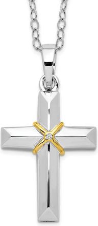 Diamond2Deal Sterling Silver CZ Accent Cross Ash Holder Necklace 18