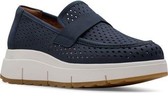 Clarks Loriini Edge Platform Wedge Loafer in Navy Nubuck at Nordstrom Rack, Size 7.5
