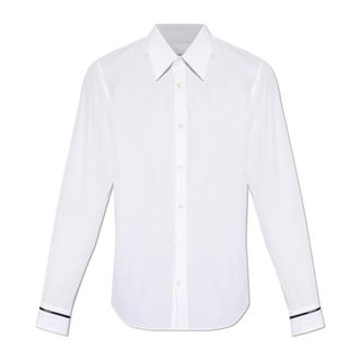 Alexander McQueen Alexander McQueen, Formal Shirts, male, White, Size: 2XL Shirt with embroidered logo on cuffs