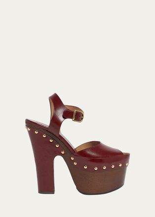 Chlo&eacute; 90mm Meret Leather Clogs