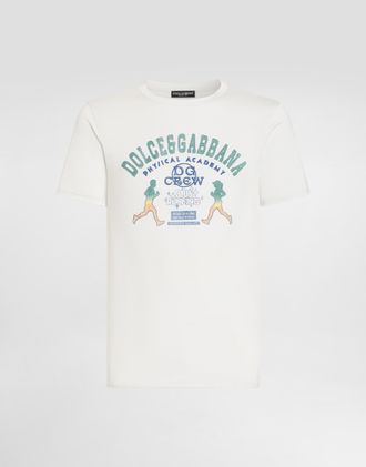 Dolce & Gabbana Cotton T-shirt With Print And Embroidery - Man T-shirts And Polos Gray 44