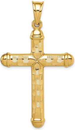 Diamond2Deal 14k Yellow Gold Hollow Diamond-cut Cross Pendant
