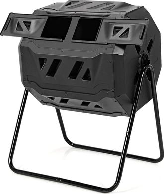 Costway Costway Compostador 160l Cesto De Reciclaje De Residuos Org&aacute;nicos Giratorio Con Doble C&aacute;mara
