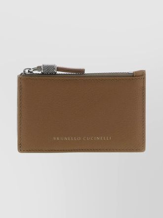 Brunello Cucinelli textured card holder zipper pull
