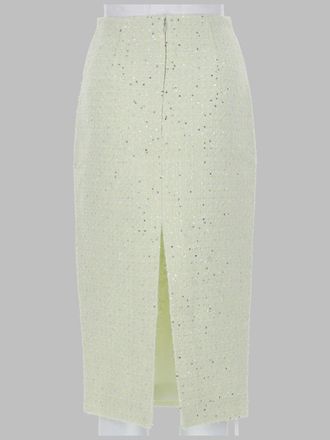 Self Portrait Textured Boucl&eacute; Midi Skirt - Green