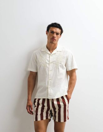 Levi's Sunset Camp - Camicia a maniche corte color pietra chiaro ricamata-Neutro