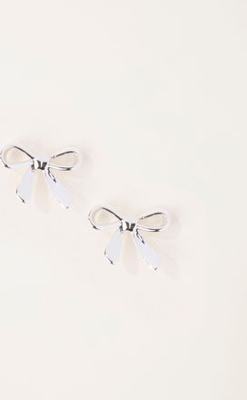 Fat Face FatFace Bow Stud Earrings in Silver Tone