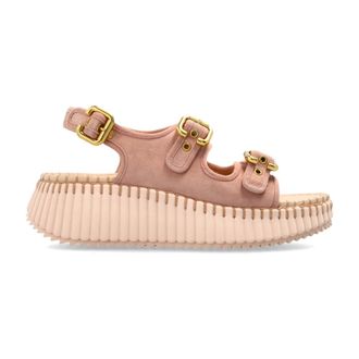 Chlo&eacute; Wedges, female, Pink, Size: 11 US Nama Platform Sandals