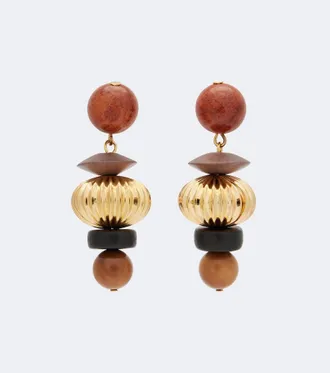 Jennifer Behr Lavon embellished gold-plated drop earrings