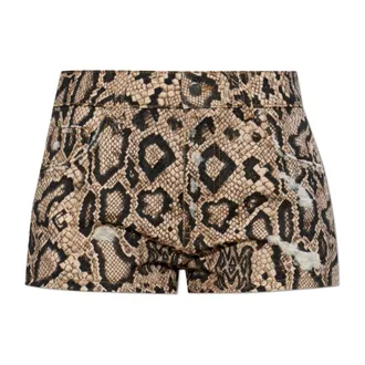 Amiri Denim Shorts, female, Beige, Size: W28 Snake Denim Short