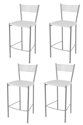 Tommychairs Tommychairs 4 Taburetes Elegance En Acero Aluminio Asiento Madera Blanca