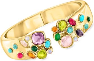 Ross-Simons 14kt Yellow Gold-Plated Cuff Bracelet With Simulated Multicolored Gemstones