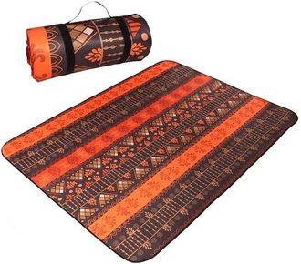OEM Manta De Picnic De 200x150 Cm Con Estampado &Eacute;tnico Naranja/negro, Repelente Al Agua Y Port&aacute;til, Ideal Para La Playa, El Jard&iacute;n Y El Camping