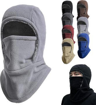 Generic Unisex Windproof & Warm Balaclava for Outdoor Activities, 3 in 1 One-Piece Winter Hat & Thermal Face Mask (Gray,One Size)