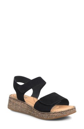 B&oslash;rn Cabanas Wedge Sandal in Black Suede at Nordstrom, Size 10