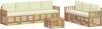 vidaXL Juegos De Sof&aacute;s 8 Uds. Blanco Y Crema Poli&eacute;ster Vidaxl