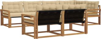 vidaXL Conjunto De Sof&aacute;s De Exterior 7 Uds. Natural Y Beige Vidaxl
