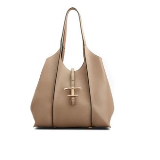 Tod's Tods, Tote Bags, female, Beige, Size: ONE SIZE Small T Timeless Shopping Bag