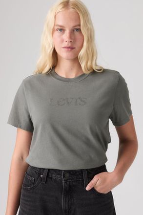 Levi's T-shirt Favorite con stampa - Donna - XL - Nero / Rhinestone Club Logo Smoked Pearl