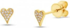 Allurez 0.05ct 14k Yellow Gold Diamond Pave Heart Earrings