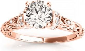 Allurez Lab Grown Diamond Antique Style Engagement Ring Setting 14k Rose Gold (0.12ct)