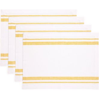 Solino Home Linen Placemats - French Stripe, 14 x 19 in Yellow And White at Nordstrom, Size Medium