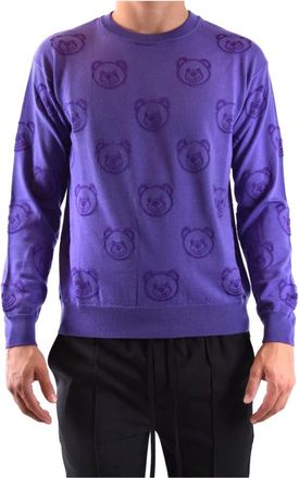 Moschino Rondgebreide trui - Heren - Ronde hals truien - Paars - L - Truien & Vesten