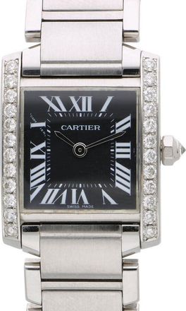 Cartier Pre-owned Cartier Tank Quartz Diamond Black Dial Ladies Watch W51026Q3
