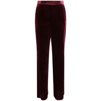 Etro Red Velvet Trousers Women Straight Leg - female - Etro - Wide Trousers - Red - L - Trousers