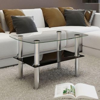 vidaXL Tavolino da Salotto in Vetro con 2 Ripiani - Vidaxl