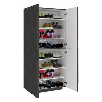 Dmora Zapatero Dlerd, Mueble Multiusos Con 4 Puertas Batientes, Zapatero De Entrada, 100% Made In Italy, Cm 81x38h167, Pizarra - Dmora