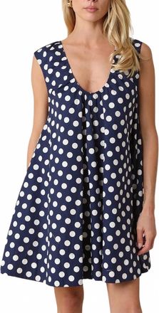 Olivaceous Erin Polka Dot Swing Mini Dress In Navy