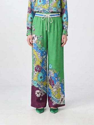 Alemais Pantaloni palazzo Nanci in seta con stampa floreale e vita alta