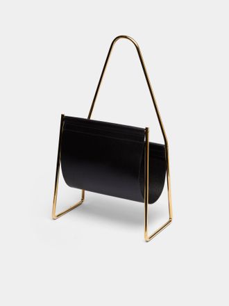 Carl Aub&ouml;ck Brass and Leather Magazine Rack