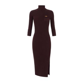 Elisabetta Franchi Bordeaux Jurk Aw 25 Elegant Stijlvol - Dames - Kleedjes - Paars - M - Kleedjes
