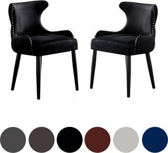 Life Interiors Life Interiors - Juego De 2 Sillas De Comedor De Terciopelo Oxford Lux - Silla Tapizada Para Comedor, Cocina - Negro