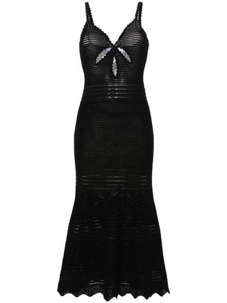 Self Portrait Womens Dot Mesh Tiered Maxi Dress in Black