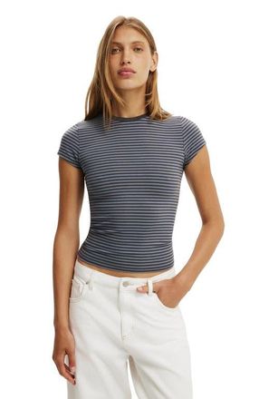Cotton On Womens All Day Crew Tee in Madi Stripe Moonlight Shadow at Nordstrom, Size Xx-Small