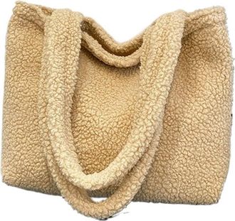 Generic Womens Plush Bags Plush Womens Tote Bag Large Capacity Solid Color Shoulder Zipper Opening Suitable For Autumn And Winter
