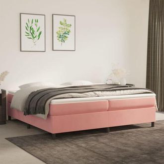 vidaXL Vidaxl - Cama Box Spring Con Colch&oacute;n Terciopelo Rosa 200x200 Cm