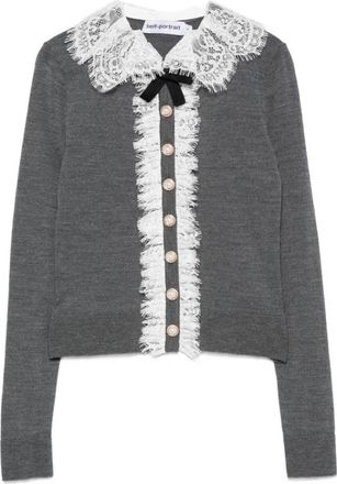 Self Portrait Cropped Cardigan - Dames - Vesten - Grijs - XS - Truien & Vesten