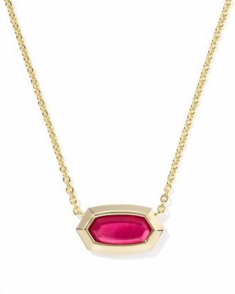 Kendra Scott Elisa Bezel Short Pendant Necklace In Gold Carmine Red Illusion