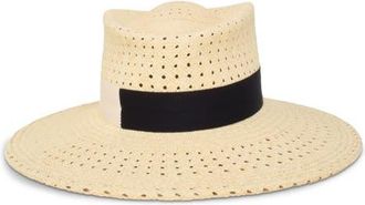 Gigi Burris Millinery Merle Open Weave Straw Sun Hat in Natural at Nordstrom, Size Medium