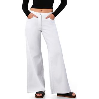 HINT OF BLU Flat Front Wide Leg Jeans in White at Nordstrom, Size 26