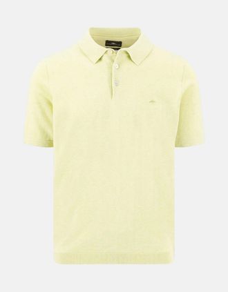 Fynch-Hatton Mens Fine Knit Air Cotton Polo Shirt Pear - Yellow - Size: 46